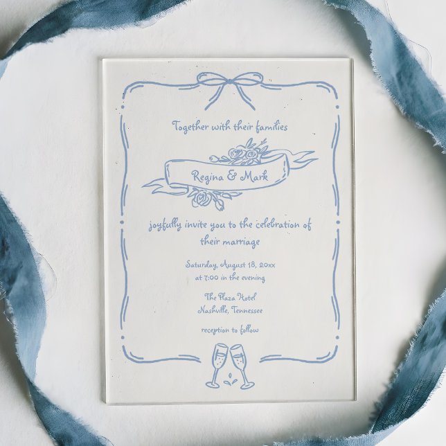 Invitations En Acrylique Mariage Doodle Amusant et Original (Créateur téléchargé)