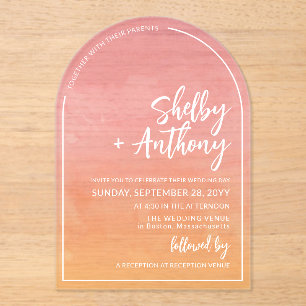 Invitations En Acrylique Mariage du cadre d'arc de l'aube rose