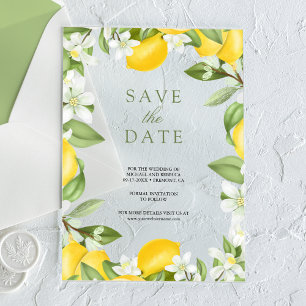 Invitations En Acrylique Mariage du citron Citrus Orchard Enregistrer la da
