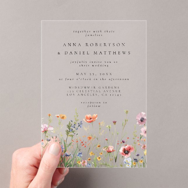Invitations En Acrylique Mariage du jardin fleur sauvage (In situ (ordinateur de poche))