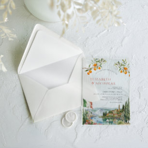 Invitations En Acrylique Mariage du lac de Côme en Italie
