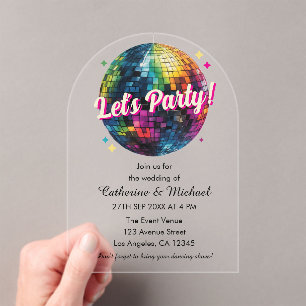Invitations En Acrylique Mariage du Party Disco Ball Sparkle Glam des année