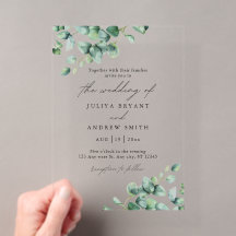 Mariage écriture blanche Eucalyptus verdure