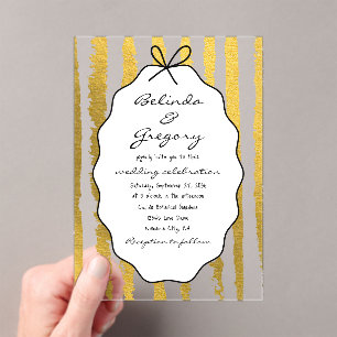 Invitations En Acrylique Mariage écriture manuscrite rayures capricieuses