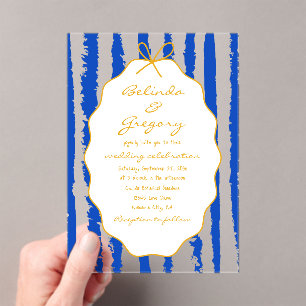Invitations En Acrylique Mariage écriture manuscrite rayures capricieuses