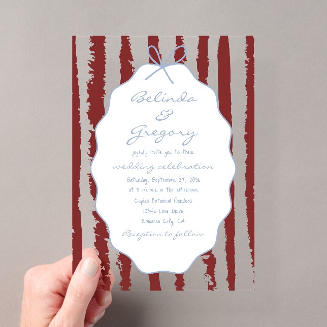 Invitations En Acrylique Mariage écriture manuscrite rayures fantaisistes  (In situ (ordinateur de poche))