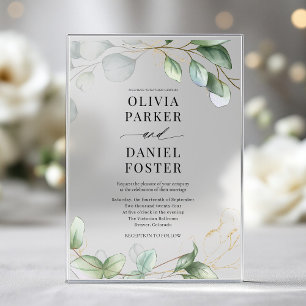 Invitations En Acrylique Mariage Élégant à la Verdure d'Eucalyptus