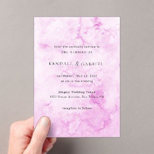 Invitations En Acrylique Mariage élégant aquarelle rose moderne