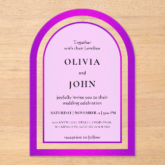 Invitations En Acrylique Mariage élégant avec dégradé de violet