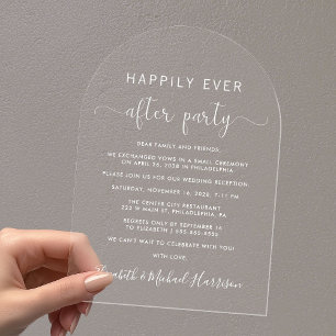 Invitations En Acrylique Mariage élégant avec écriture blanche en arche