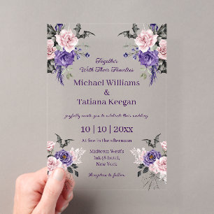 Invitations En Acrylique mariage élégant chic aquarelle floral halloween