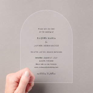 Invitations En Acrylique Mariage Élégant Classique Enregistrer la Date