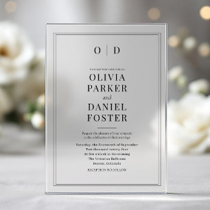 Invitations En Acrylique Mariage Élégant Classique Minimaliste Monogramme