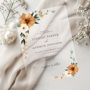 Invitations En Acrylique Mariage Élégant Cuivre & Blanc Terreux
