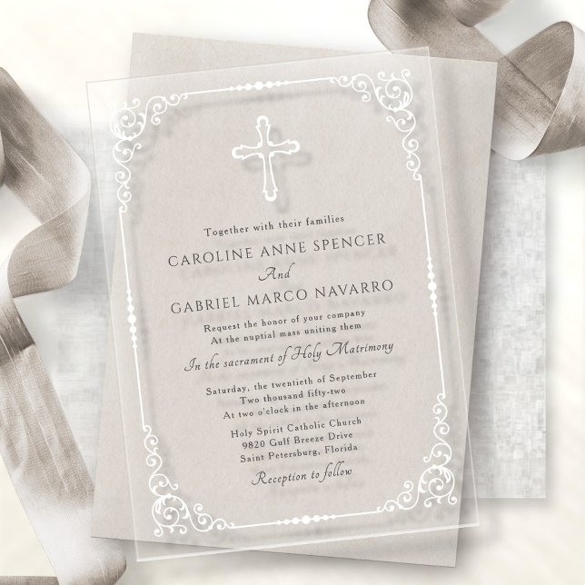 Invitations En Acrylique Mariage Élégant de Messe Catholique (Créateur téléchargé)
