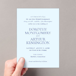 Invitations En Acrylique Mariage élégant en poudre bleu moderne