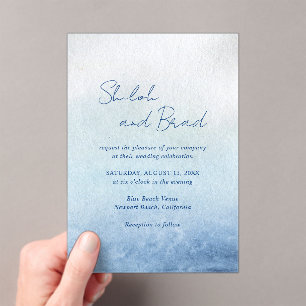 Invitations En Acrylique Mariage élégant et bleu Shiloh