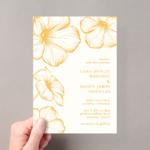 Invitations En Acrylique Mariage Élégant Fleur Jaune Beurre Moderne