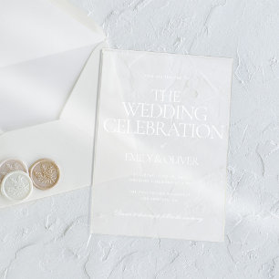 Invitations En Acrylique Mariage Élégant Luxueux Personnalisé Texte Blanc