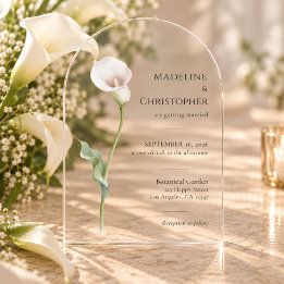 Invitations En Acrylique Mariage Élégant Minimaliste au Lys de Calla
