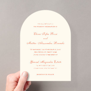 Invitations En Acrylique Mariage Élégant Moderne Classique Terracotta