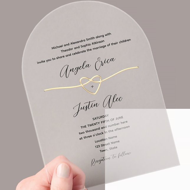 Invitations En Acrylique Mariage Élégant Moderne en Or (Créateur téléchargé)