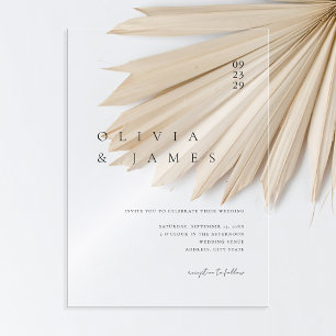Invitations En Acrylique Mariage Élégant Moderne Minimaliste