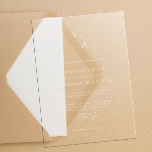 Invitations En Acrylique Mariage Élégant Moderne Monogramme