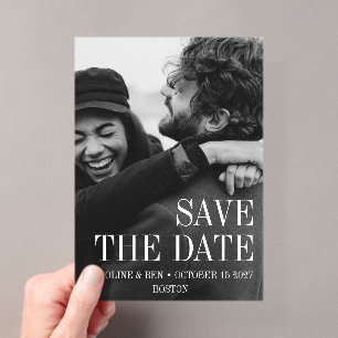 Invitations En Acrylique Mariage Élégant Moderne Photo Entière Enregistrer