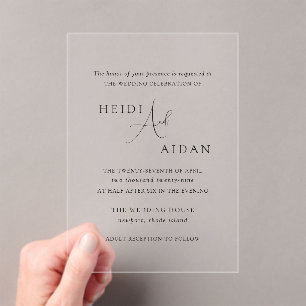 Invitations En Acrylique Mariage Élégant Noir et Blanc Vieille Fortune