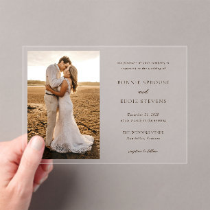 Invitations En Acrylique Mariage Élégant Photo Moderne