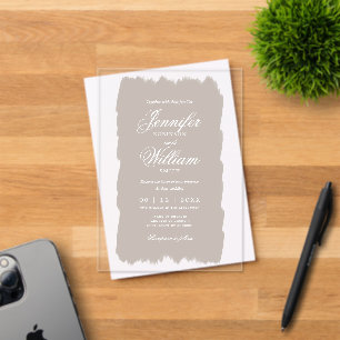 Invitations En Acrylique Mariage Élégant Script romantique Peinture Champag