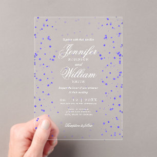 Invitations En Acrylique Mariage Élégant Script romantique Spectacle violet