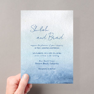 Invitations En Acrylique Mariage élégant Shiloh Bleu