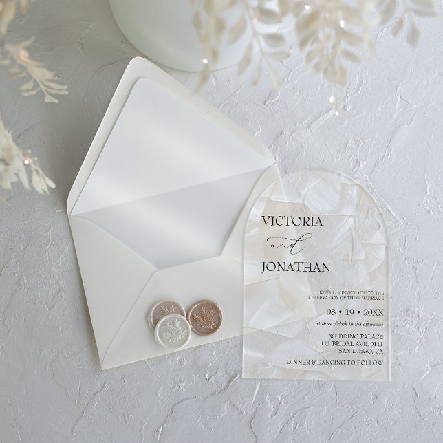 Invitations En Acrylique Mariage élégant simple abstrait  (Créateur téléchargé)