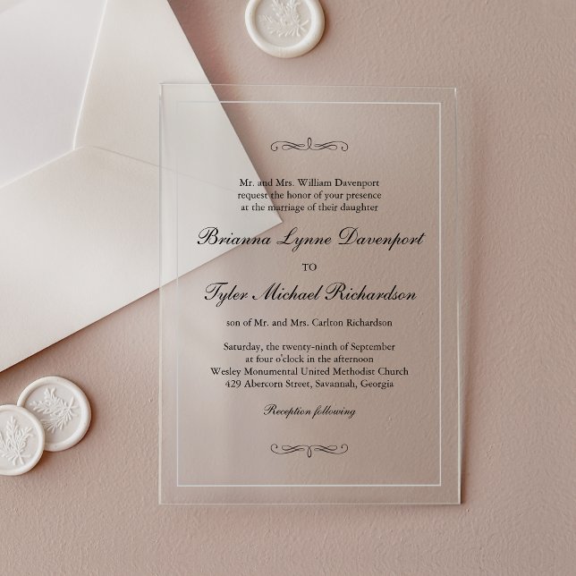 Invitations En Acrylique Mariage Élégant Simple Classique (Créateur téléchargé)