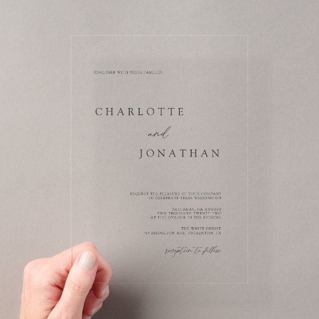 Invitations En Acrylique Mariage Élégant Simple Moderne (In situ (ordinateur de poche))