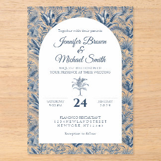 Invitations En Acrylique Mariage Élégant sous une Arche Botanique de Palmie