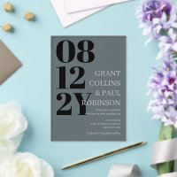 Mariage Élégant Typographie Noir Gris Grande Date