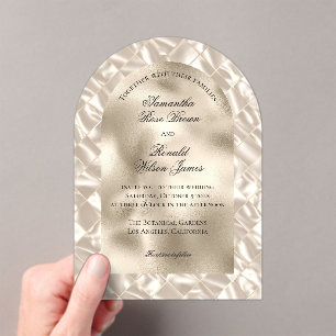Invitations En Acrylique Mariage en Acrylique Ivoire Doré en Arc