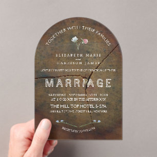 Invitations En Acrylique Mariage en chêne aux fleurs sauvages