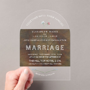 Invitations En Acrylique Mariage en chêne aux fleurs sauvages