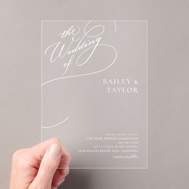 Invitations En Acrylique Mariage en lettrage manuel (In situ (ordinateur de poche))