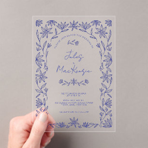 Invitations En Acrylique Mariage en ligne artistique de fleurs sauvages ble