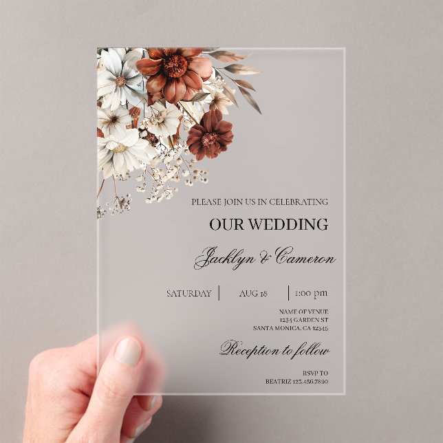 Invitations En Acrylique Mariage en terre cuite (In situ (ordinateur de poche))