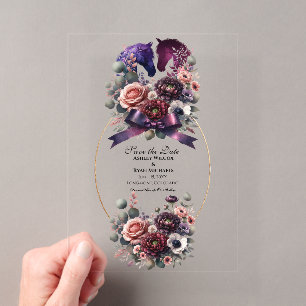 Invitations En Acrylique Mariage Équestre Élégant à l'Aquarelle