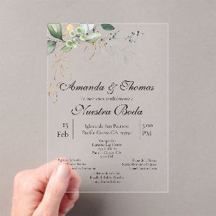 Invitations En Acrylique Mariage espagnol en acrylique verdure