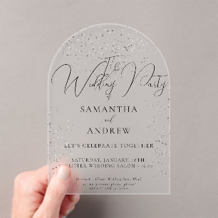Invitations En Acrylique Mariage Étincelle d'Argent