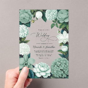 Invitations En Acrylique Mariage Eucalyptus Doux, Givre de Menthe & Perce-N