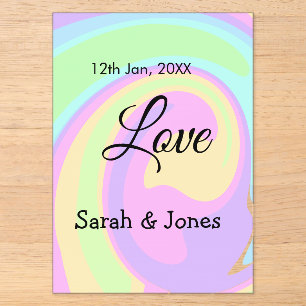 Invitations En Acrylique Mariage fiançailles couple coloré bohpattern